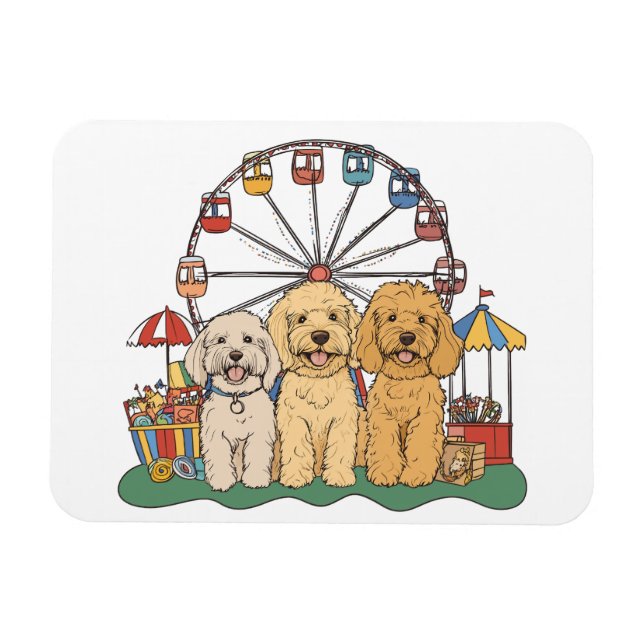 Ímã Cachorro De Goldendoodle Em Carnaval (Horizontal)