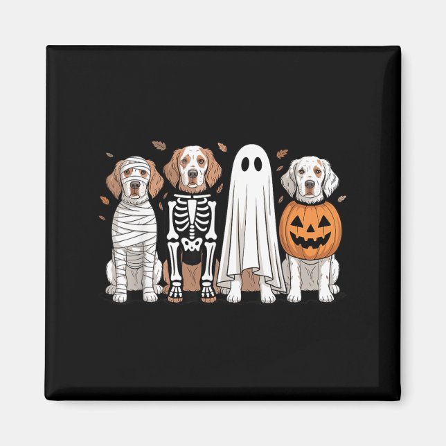 Imã Cachorro de Halloween de Abóbora Setter Inglês Fan (Frente)