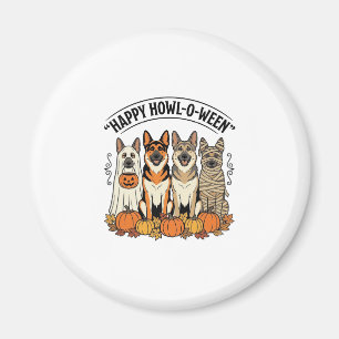 Imã Cachorro de Halloween Feliz Howl-O-Ween Vintage Pa