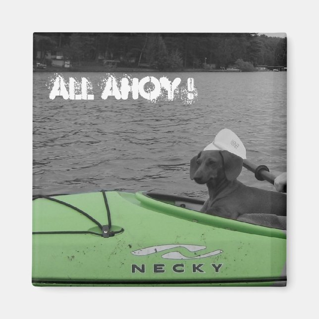 Imã Cachorro de Kayaking Wiener (Frente)