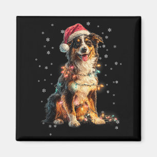 Imã Cachorro de Natal Australian Shepherd Papai Noel X