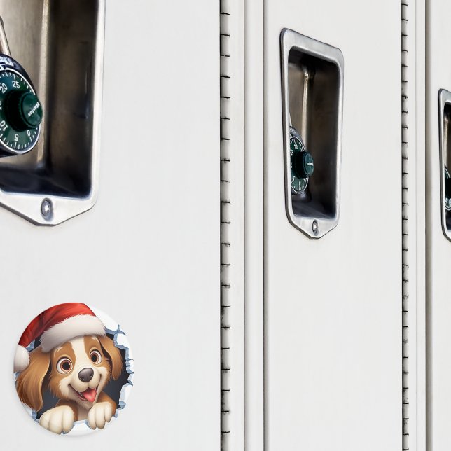 Imã Cachorro de Natal bonito na parede ilustrado (In Situ (Locker))