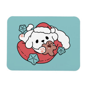 Ímã Cachorro de Natal em Santa Hat - Feriado Cheque pa