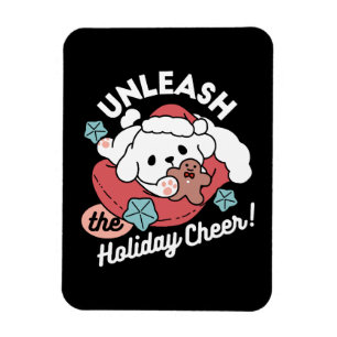 Ímã Cachorro de Natal em Santa Hat - Feriado Cheque pa