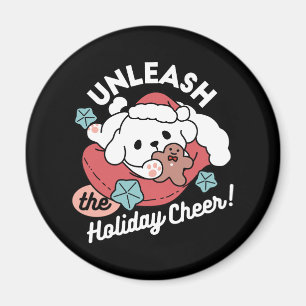 Imã Cachorro de Natal em Santa Hat - Feriado Cheque pa