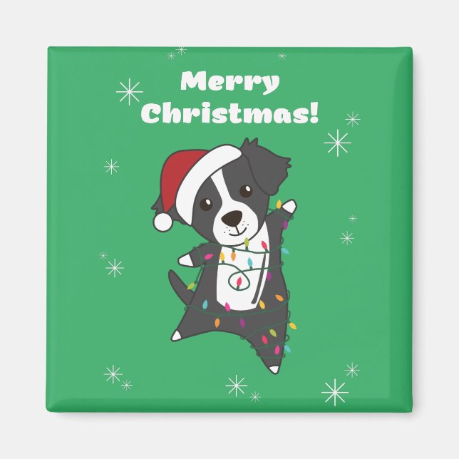 Imã Cachorro de Natal na fronteira Cachorro de inverno (Frente)