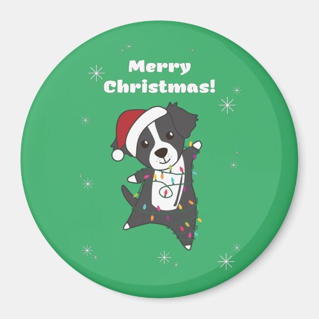 Imã Cachorro de Natal na fronteira Cachorro de inverno (Frente)