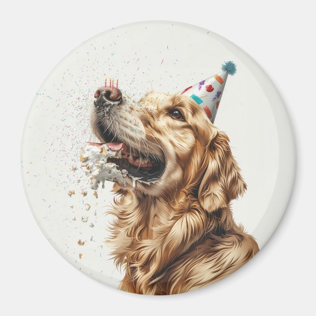 Imã Cachorro de Ouro de Aniversário (Frente)