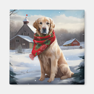 Imã Cachorro de ouro no Natal da Neve