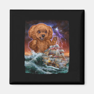 Imã Cachorro De Poodle Monstro Como Kraken Ataca Um Na
