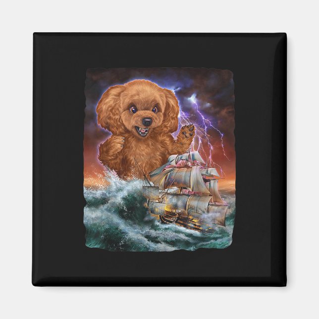 Imã Cachorro De Poodle Monstro Como Kraken Ataca Um Na (Frente)