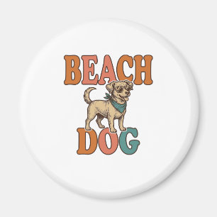 Imã Cachorro de Praia Gravura Vintage Design Gráfico_1