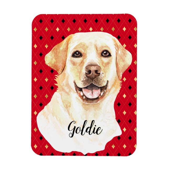 Ímã Cachorro de Retriever de Aquarela Personalizado (Vertical)