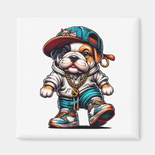 Imã 🐶 Cachorro de Rua Bonito Cartoon do Bulldog