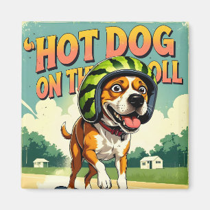 Imã Cachorro de Skate Verão Divertido Retro Praia