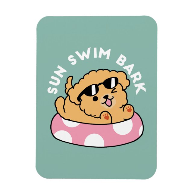 Ímã Cachorro de verão - Cachorro flutuante com óculos  (Vertical)