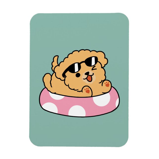 Ímã Cachorro de verão - Cachorro flutuante com óculos  (Vertical)