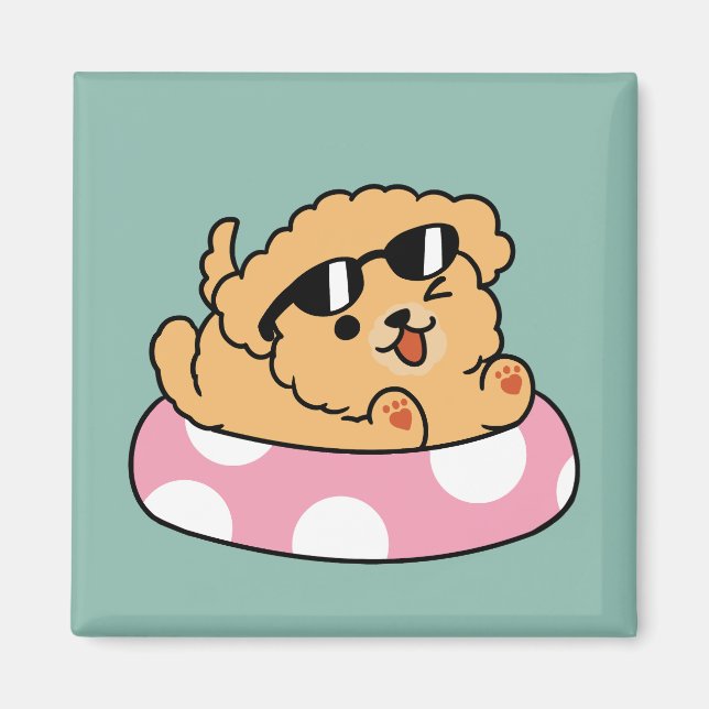 Imã Cachorro de verão - Cachorro flutuante com óculos  (Frente)