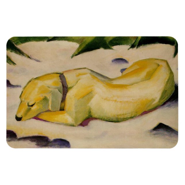 Ímã Cachorro deitado na neve (por Franz Marc) (Horizontal)