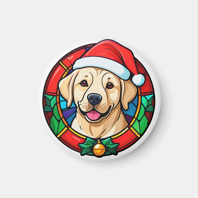 Imã Cachorro Desenho Animado com Chapéu de Papai Noel  (Frente)