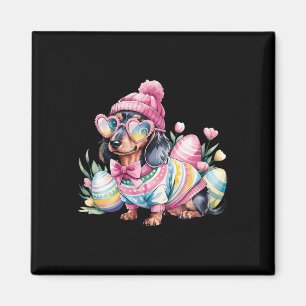 Imã Cachorro Dia de Páscoa Ovos Florais Dachshund Wein