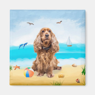 Imã Cachorro do Cocker Spaniel em Praia