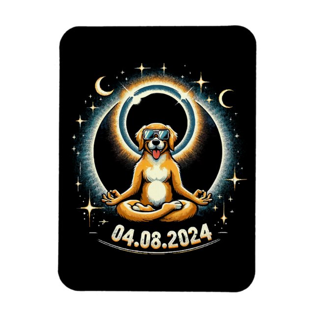 Ímã Cachorro do Eclipse Solar de 2024 (Vertical)