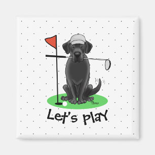 Imã Cachorro do Golf Black Labrador Retriever - Bonito