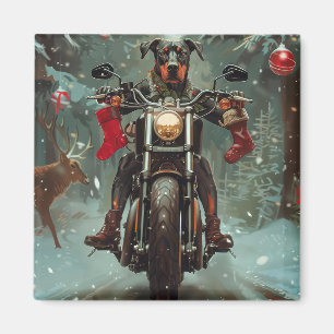 Imã Cachorro Doberman Andando de Motocicleta Natal