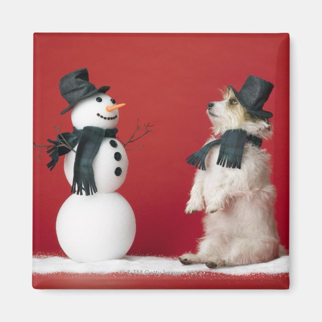 Imã Cachorro e boneco de neve (Frente)