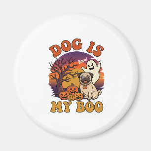 Imã Cachorro É Boo Halloween Pug Fantasma Abóboras_1