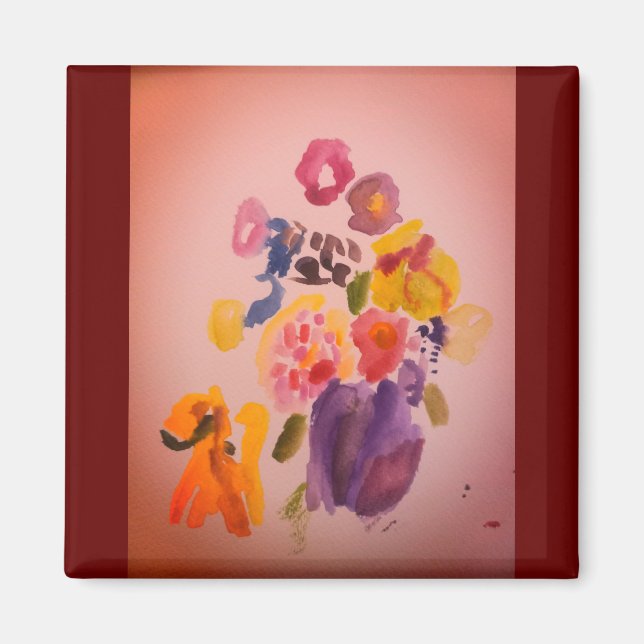 Imã Cachorro e flores, boa arte (Frente)