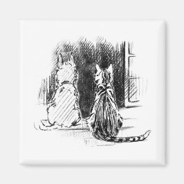 Imã Cachorro e Gato Olhando para a Janela, Simpatia Pe