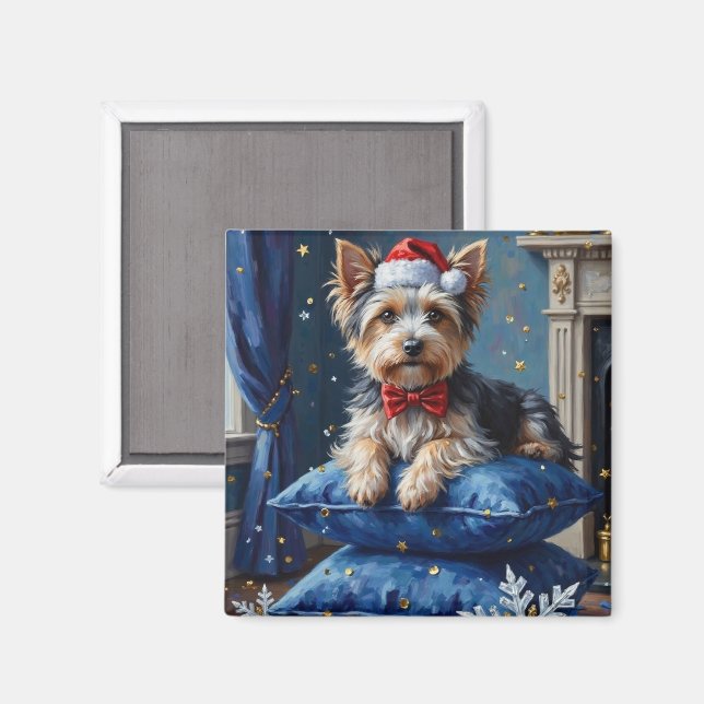 Imã Cachorro Elegante Biewer Terrier Veludo Natal (Front/Back)
