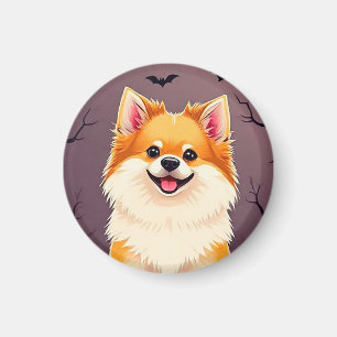Imã Cachorro em Cena de Halloween com Abóboras