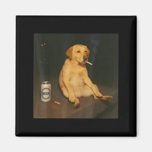 Imã Cachorro Engraçado Cerveja Fumando Meme Sarcástico