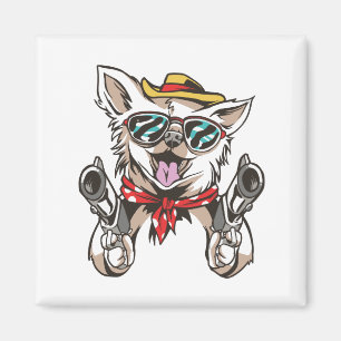Imã Cachorro Engraçado Cowboy