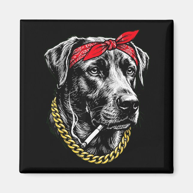 Imã Cachorro engraçado fumando cigarro labrador retrie (Frente)