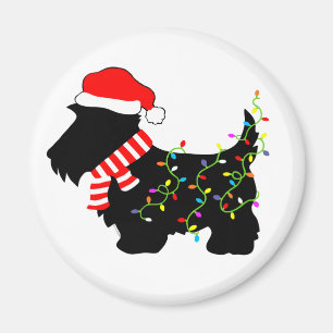 Imã Cachorro Escocês De Natal Com Luzes