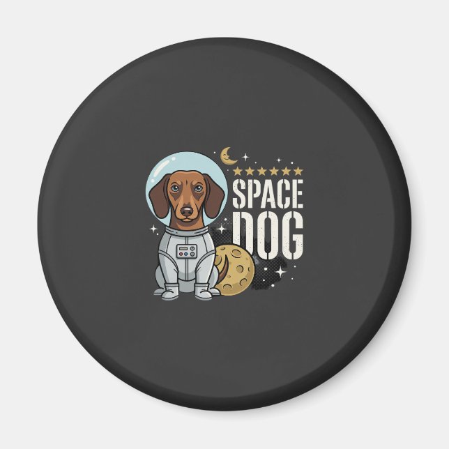 Imã Cachorro Espacial Astronauta Dachshund Vetor (Frente)