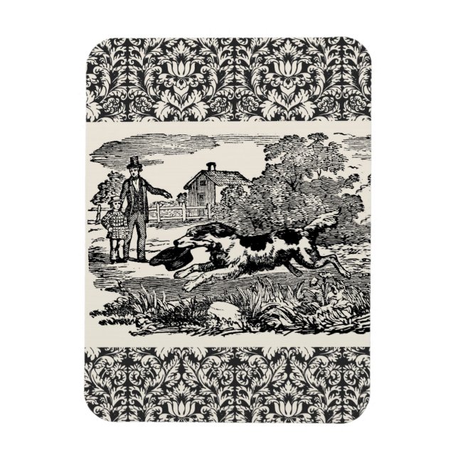 Ímã Cachorro executando ilustração vitoriana antiga de (Vertical)