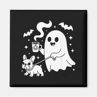 Imã Cachorro Fantasma Bulldogue Francês Café Halloween