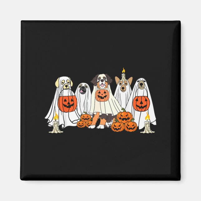 Imã Cachorro Fantasma Cachorro Fofo Vestido de Fantasm (Frente)
