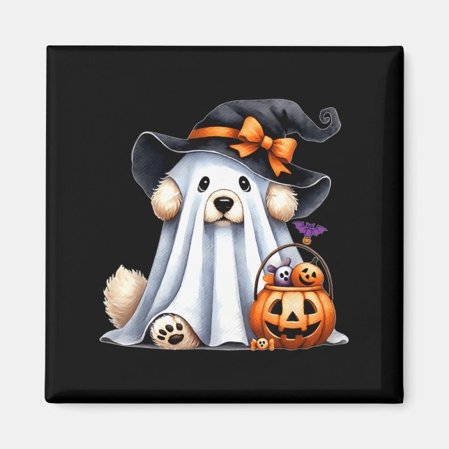 Imã Cachorro Fantasma de Halloween (Frente)