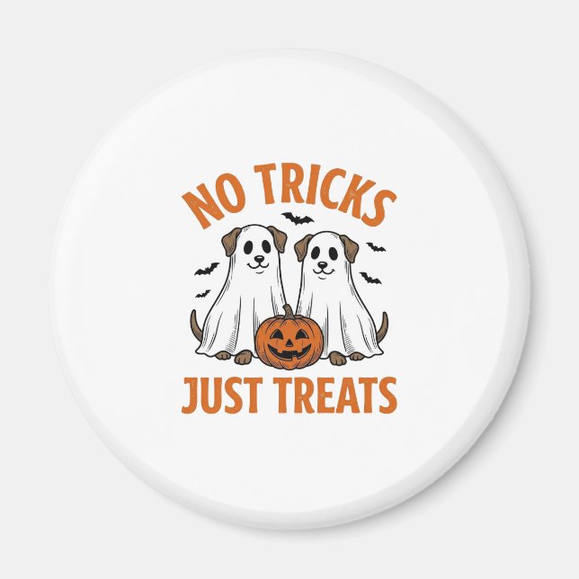 Imã Cachorro Fantasma Engraçado Halloween Sem Truques  (Frente)