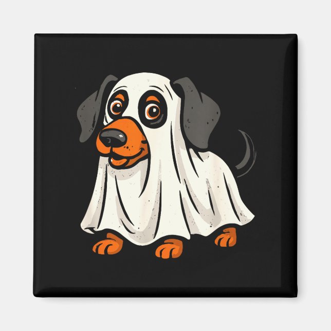 Imã Cachorro fantasma fofo halloween dachshund  (Frente)