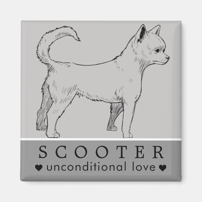 Imã Cachorro Filhote Pet Nome Personalizado (Frente)