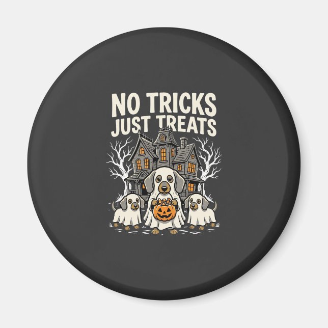 Imã Cachorro Fofo de Halloween Sem Travessuras Só Gulo (Frente)