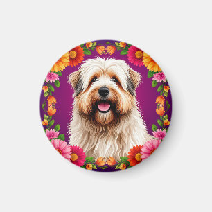 Imã Cachorro Fofo e Adorável com Flores