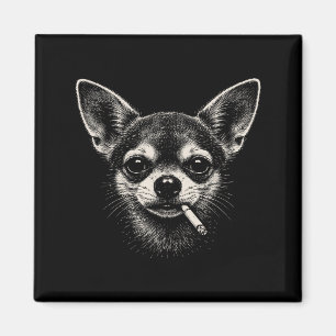Imã Cachorro Fofo Fumando Cigarro Meme Chihuahua